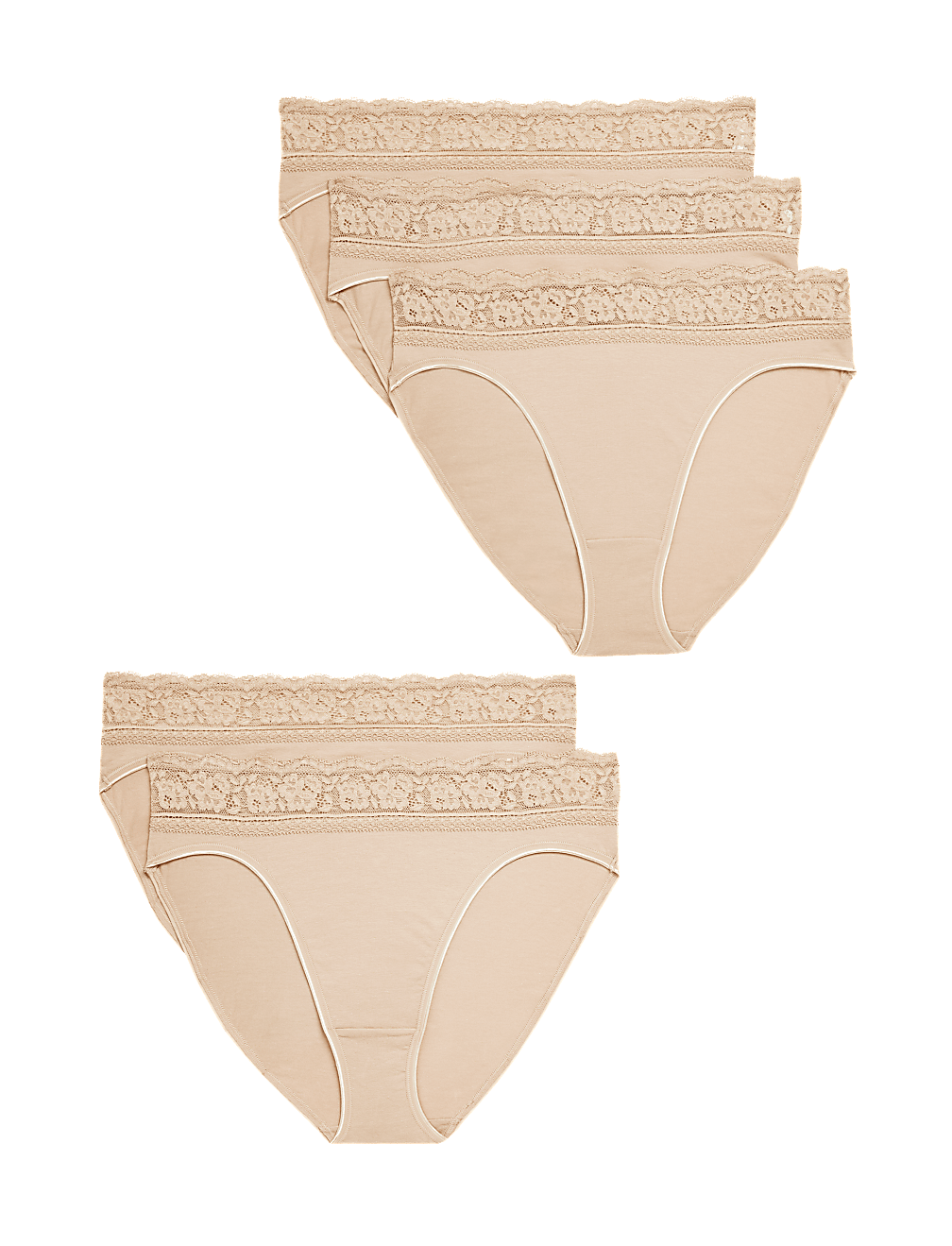 5pk Cotton Lycra® & Lace Knickers