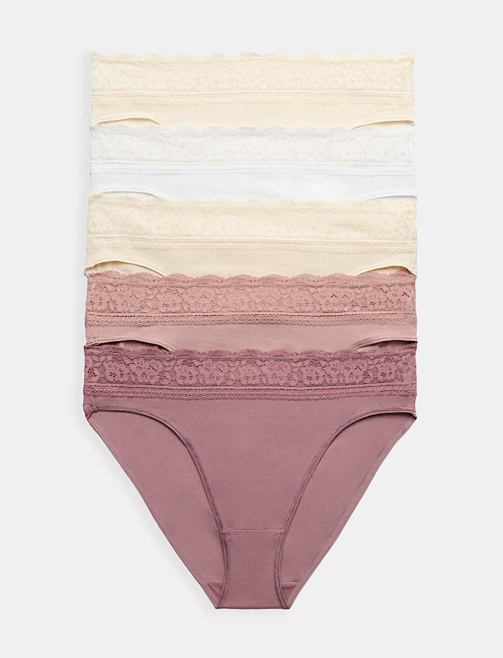 5pk Cotton Lycra&reg; & Lace Knickers