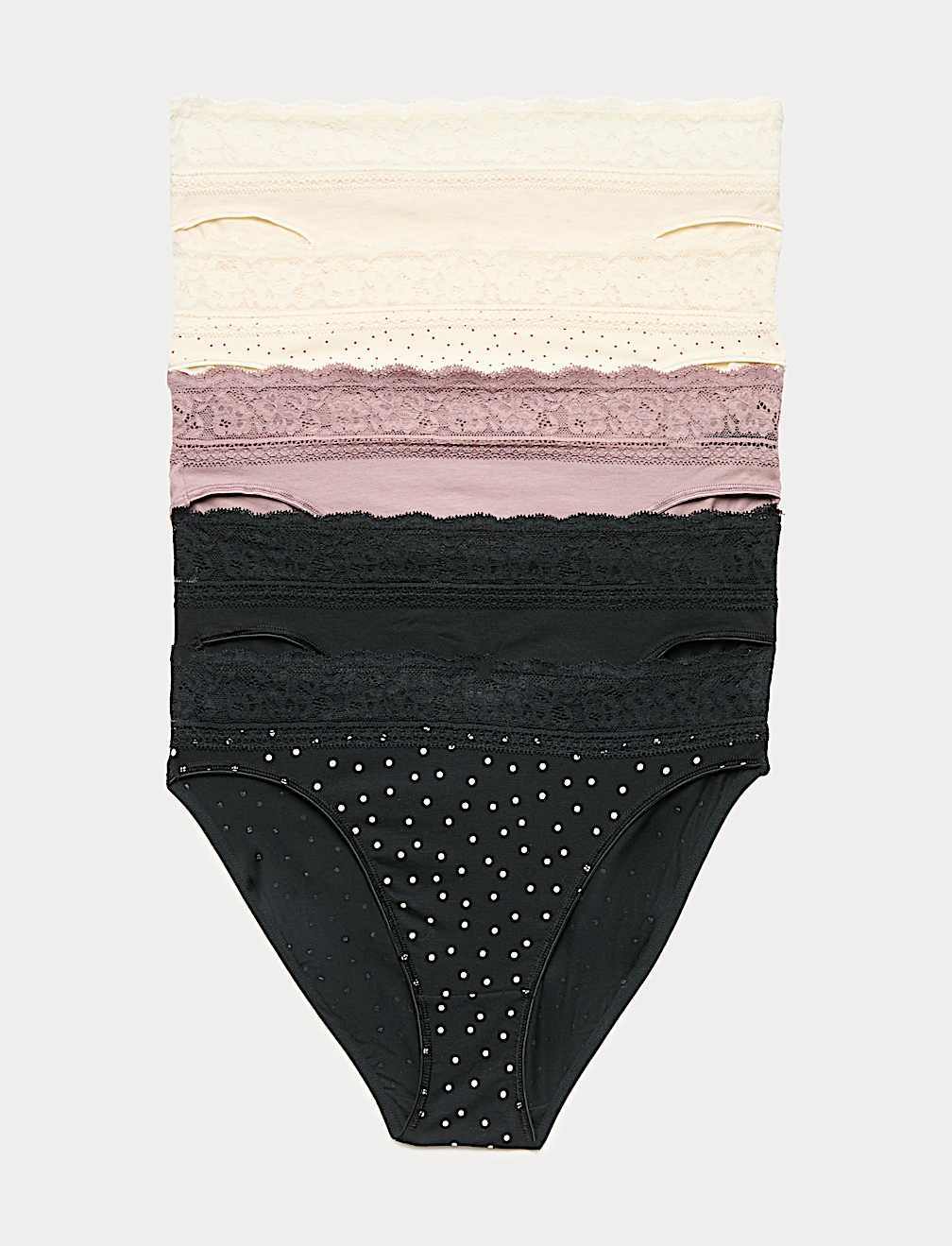5pk Cotton Lycra&reg; & Lace Knickers