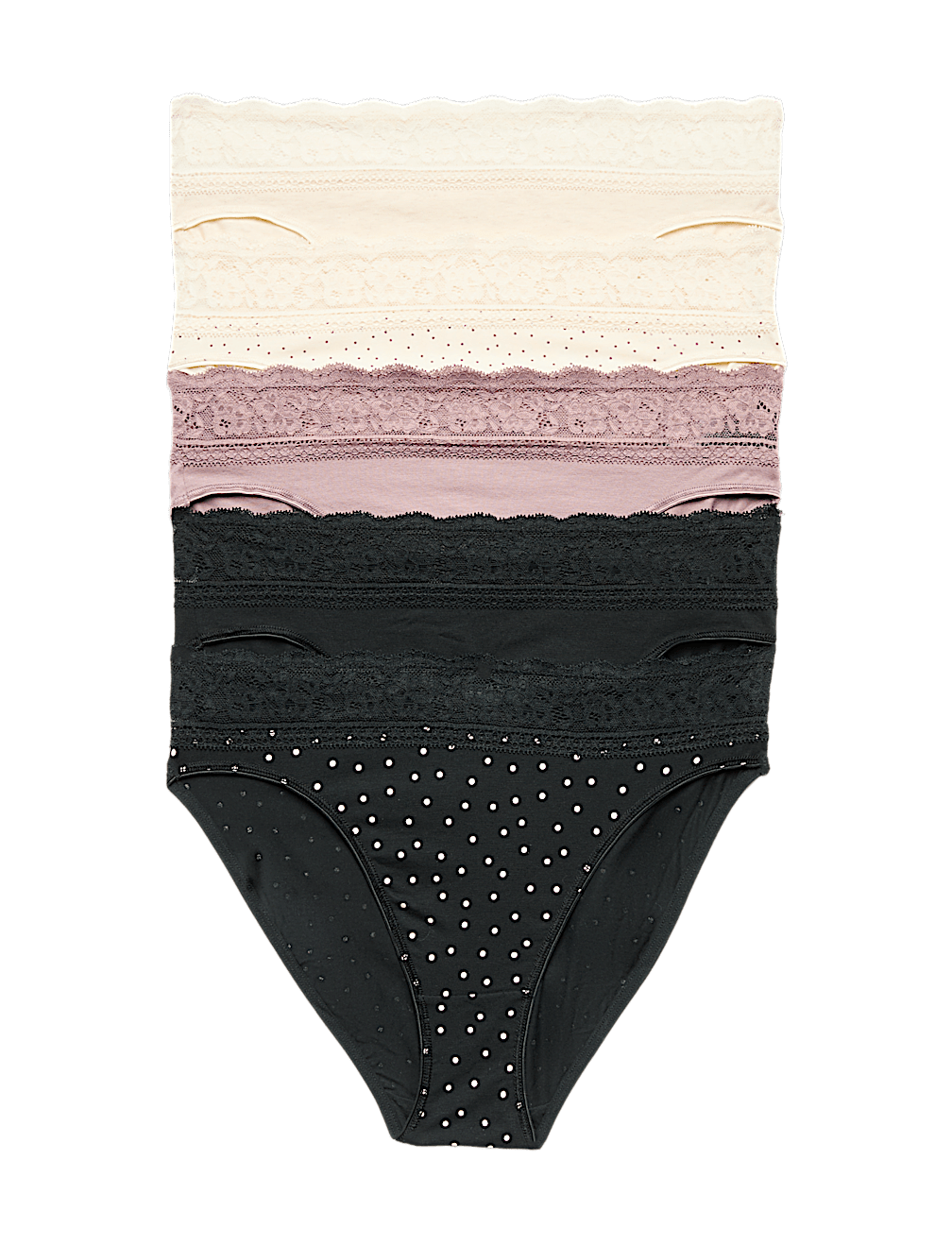 5pk Cotton Lycra&reg; & Lace Knickers