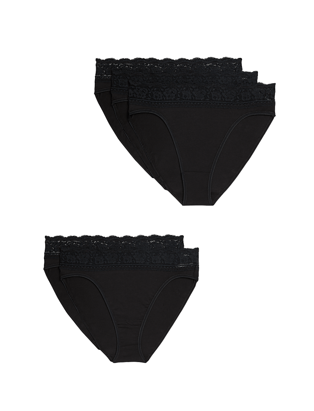 5pk Cotton Lycra® & Lace Knickers