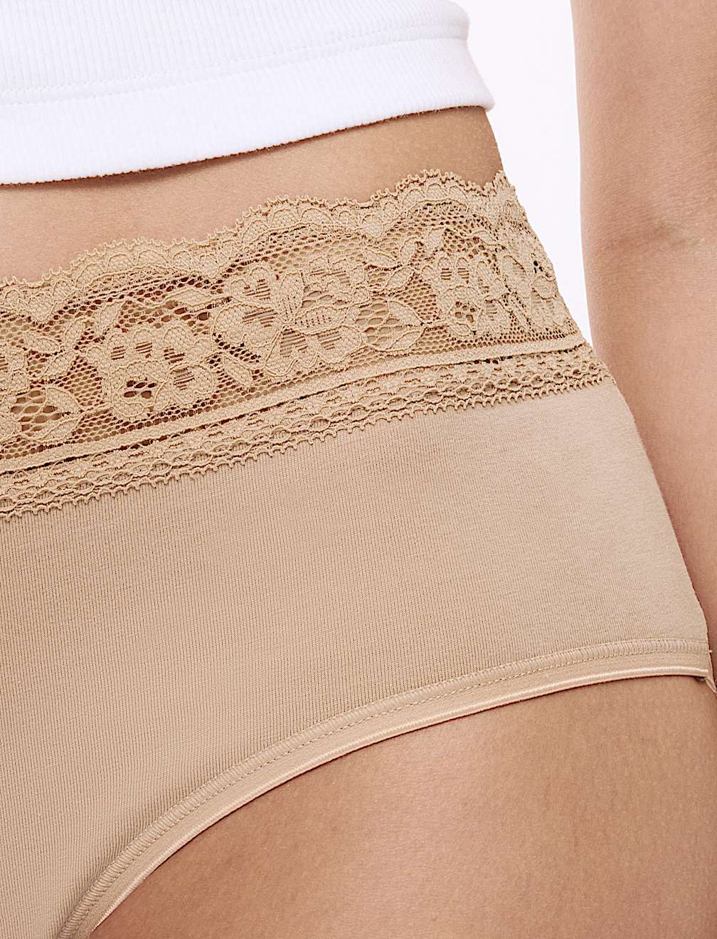 5pk Cotton Lycra® & Lace Midi Knicker