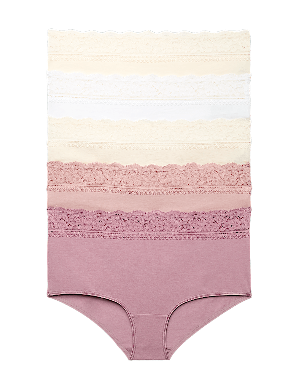 5pk Cotton Lycra&reg; & Lace Midi Knicker