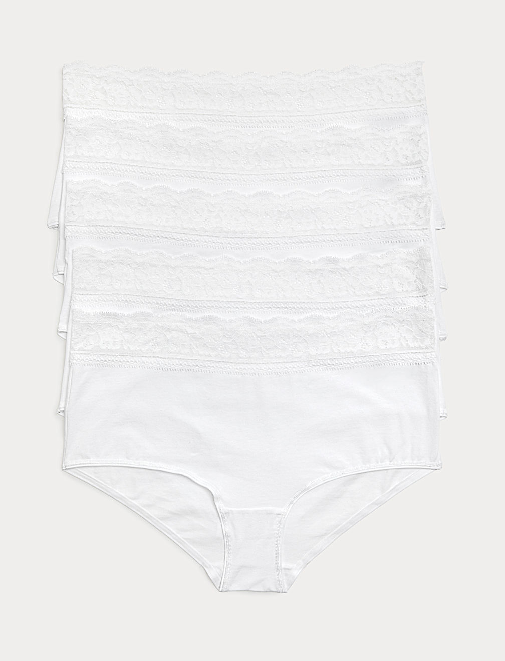 5pk Cotton Lycra&reg; & Lace Midi Knicker