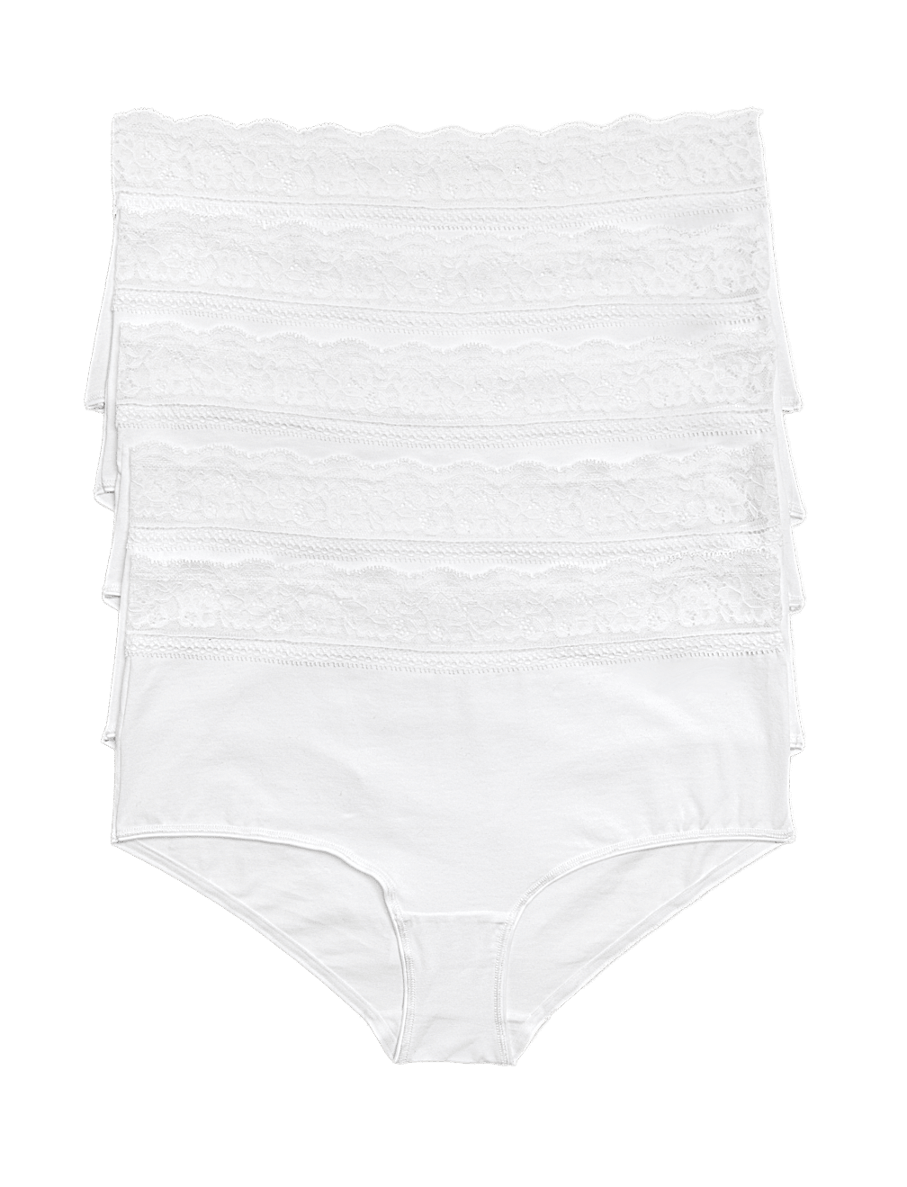 5pk Cotton Lycra&reg; & Lace Midi Knicker