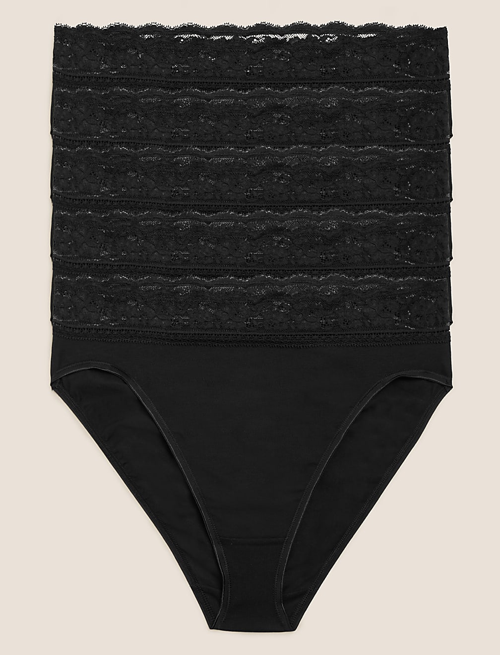 5pk Cotton Rich High Waisted High Leg Knickers