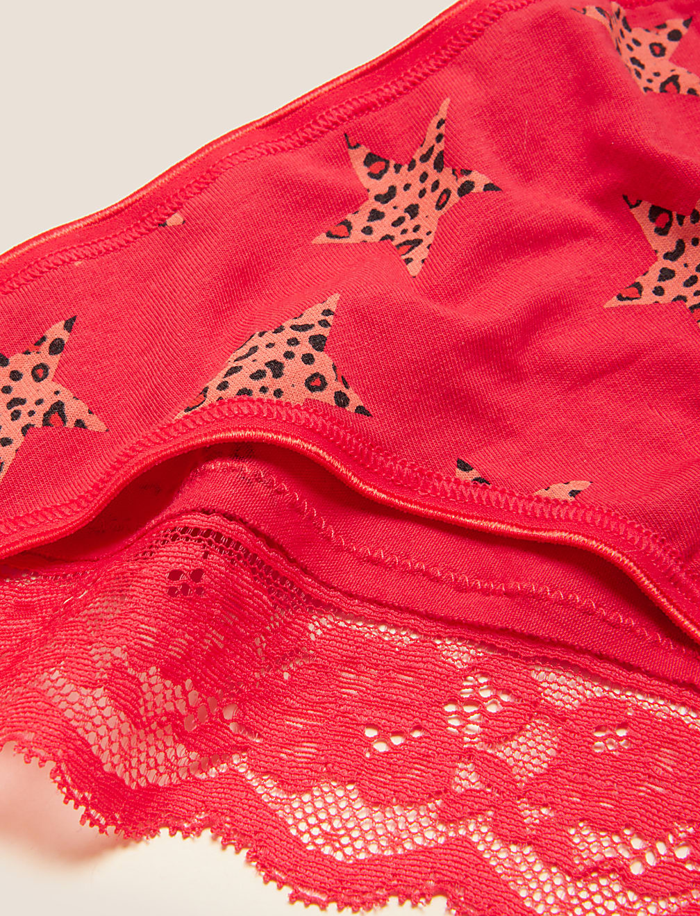 5pk Cotton & Lace Brazillian Knickers