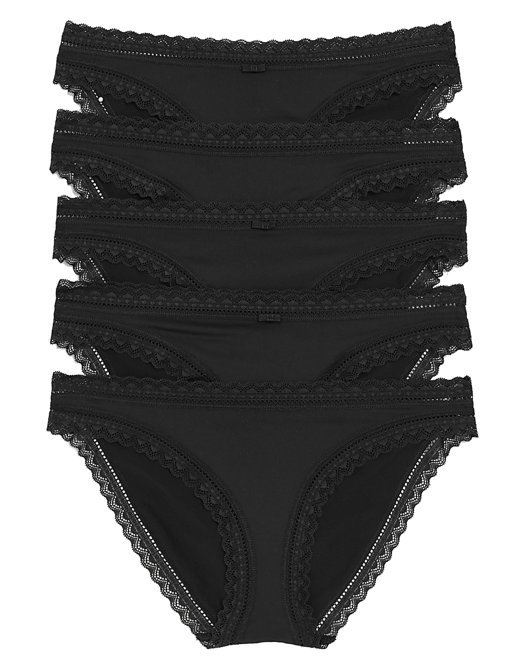 5pk Microfibre & Lace Bikini Knicker