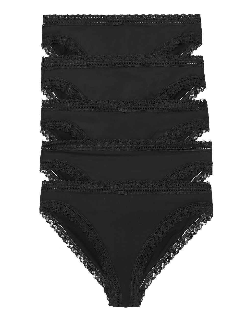 5pk Microfibre & Lace High Leg Knickers