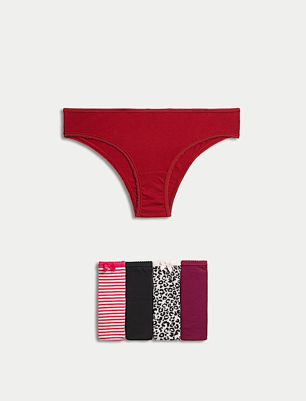 5pk Cotton Lycra&trade; Brazilian Knickers