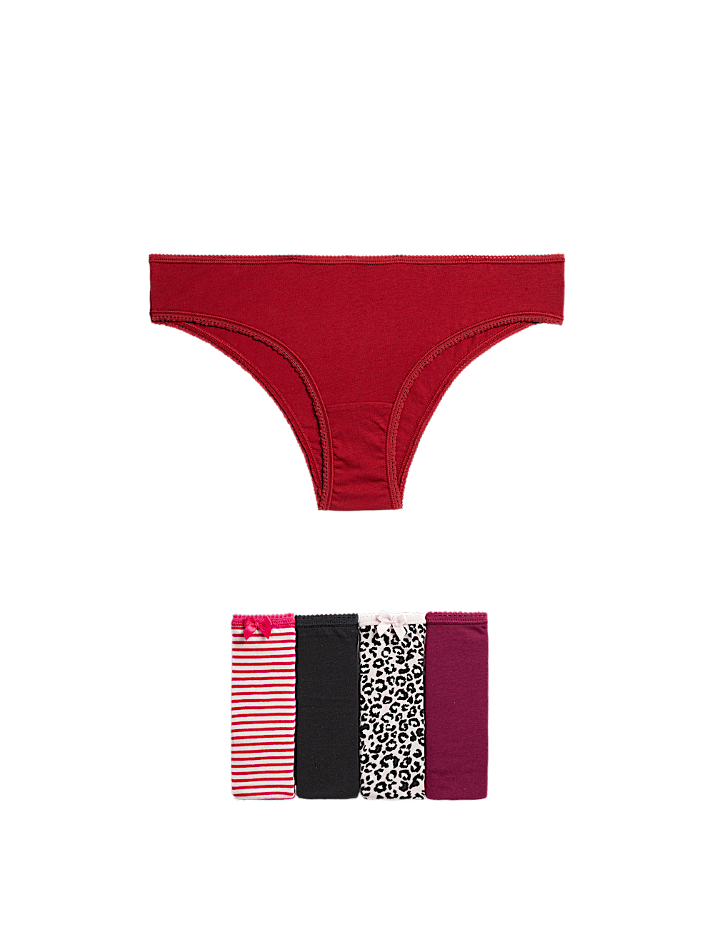 5pk Cotton Lycra&trade; Brazilian Knickers