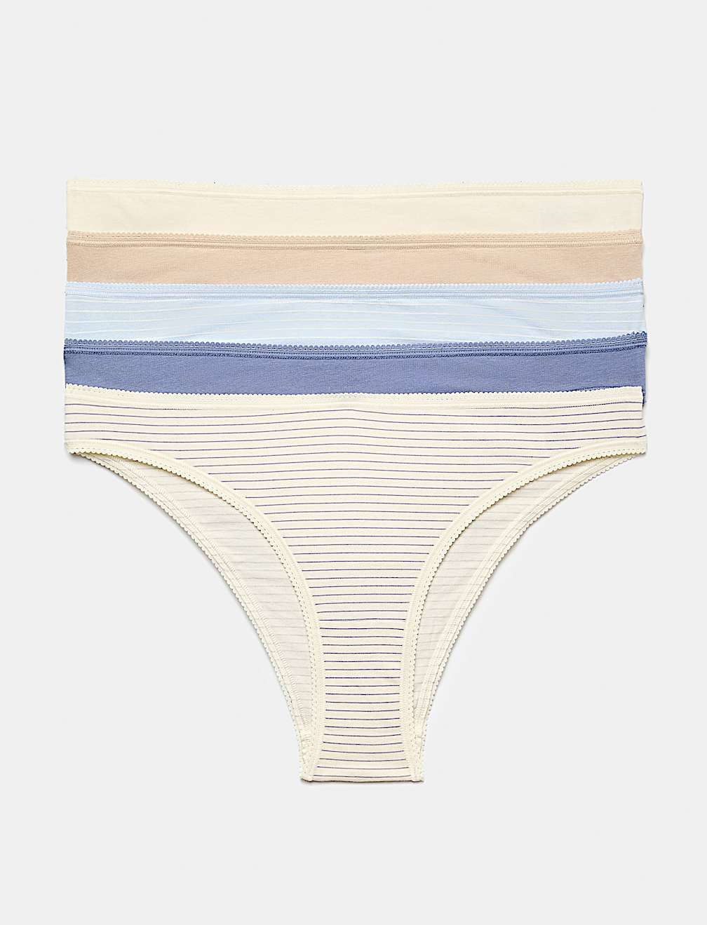 5pk Cotton Lycra&trade; Brazilian Knickers