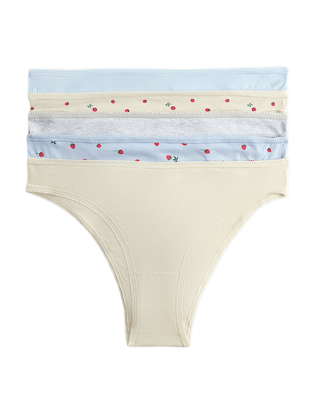 5pk Cotton Lycra&trade; Brazilian Knickers