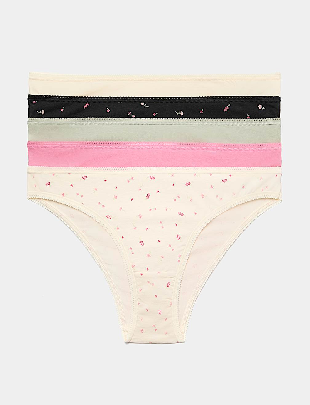 5pk Cotton Lycra&trade; Brazilian Knickers