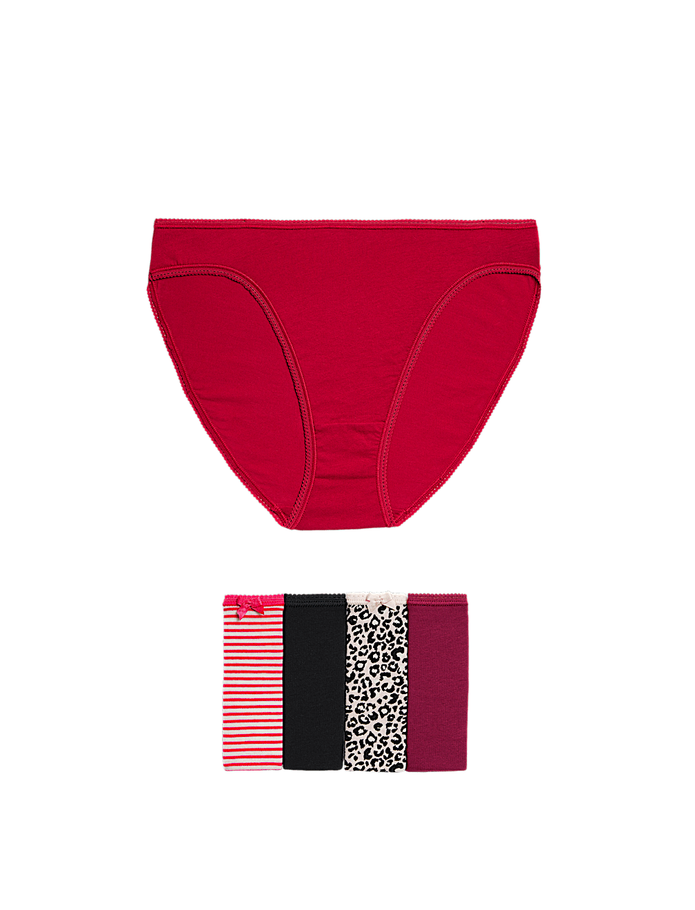 5pk Cotton Lycra&trade; High Leg Knickers