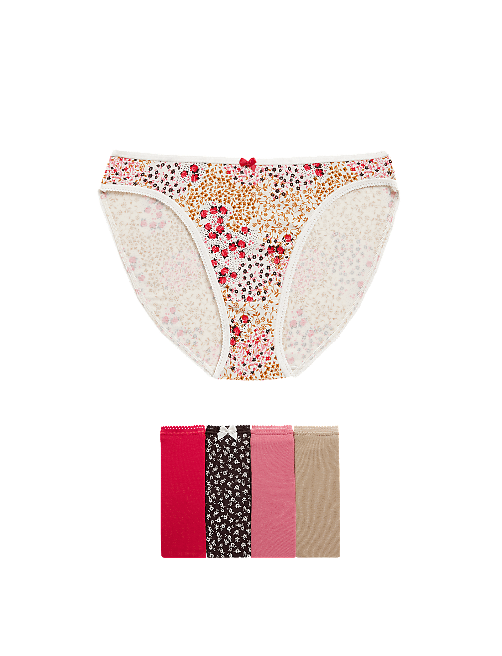 5pk Cotton Lycra™ High Leg Knickers