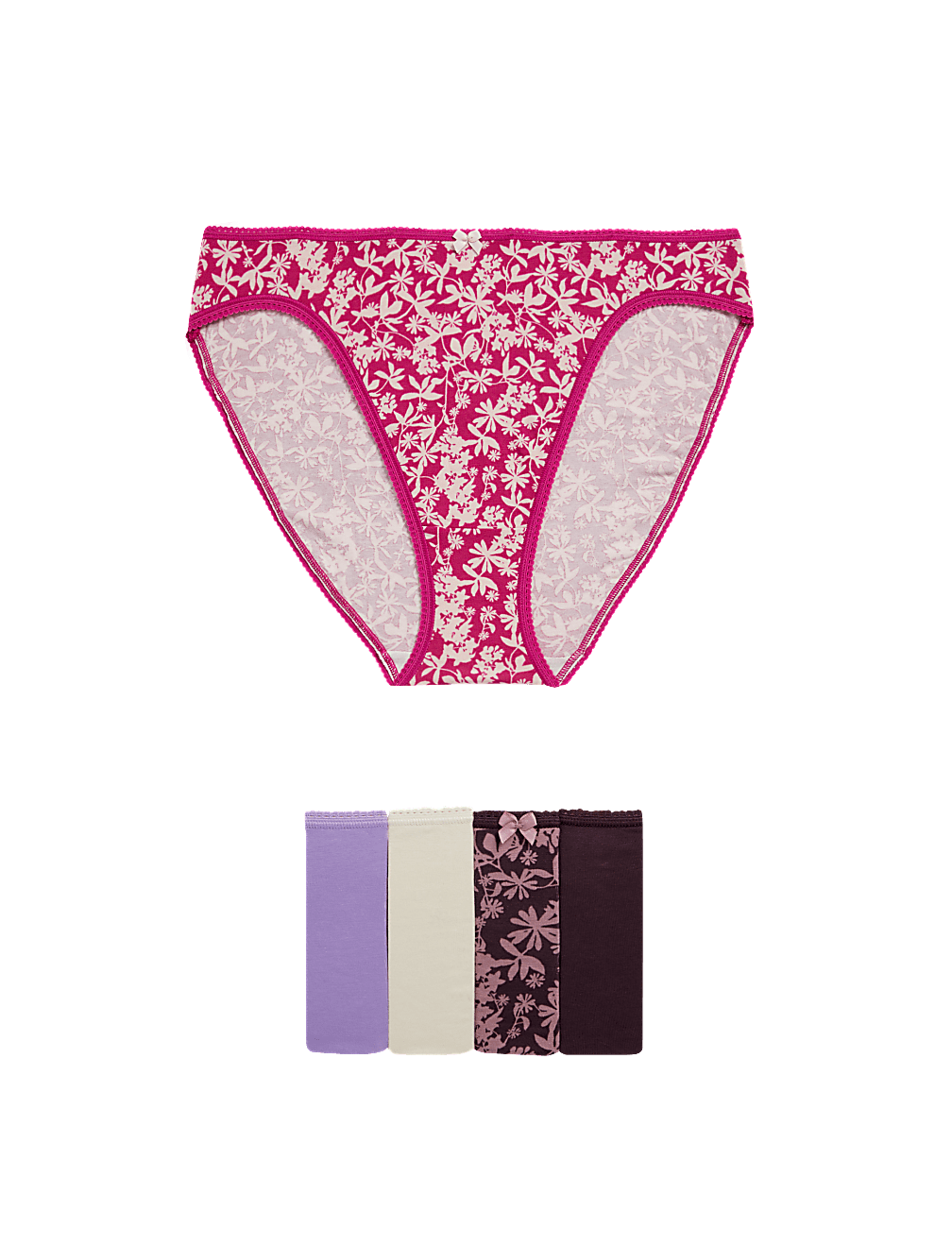 5pk Cotton Lycra™ High Leg Knickers