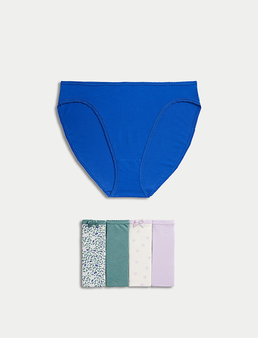 5pk Cotton Lycra™ High Leg Knickers
