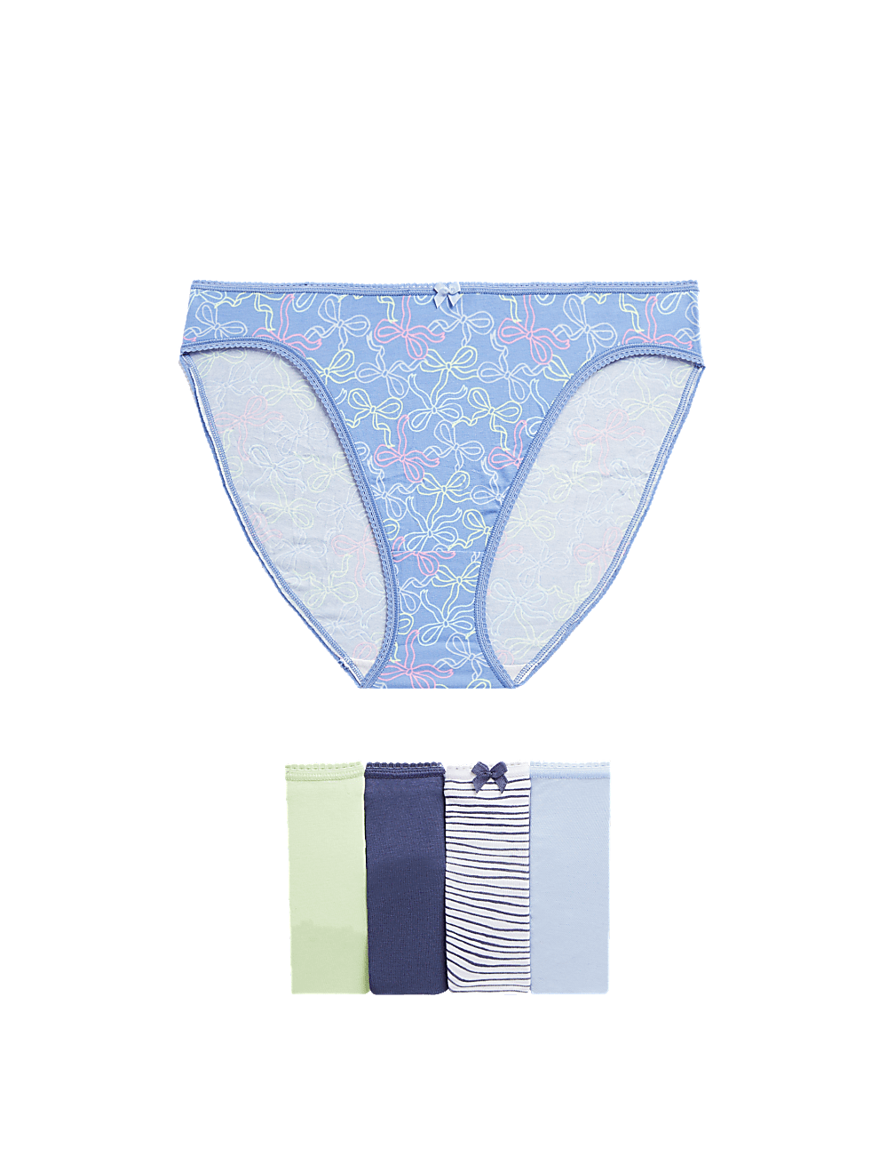 5pk Cotton Lycra™ High Leg Knickers