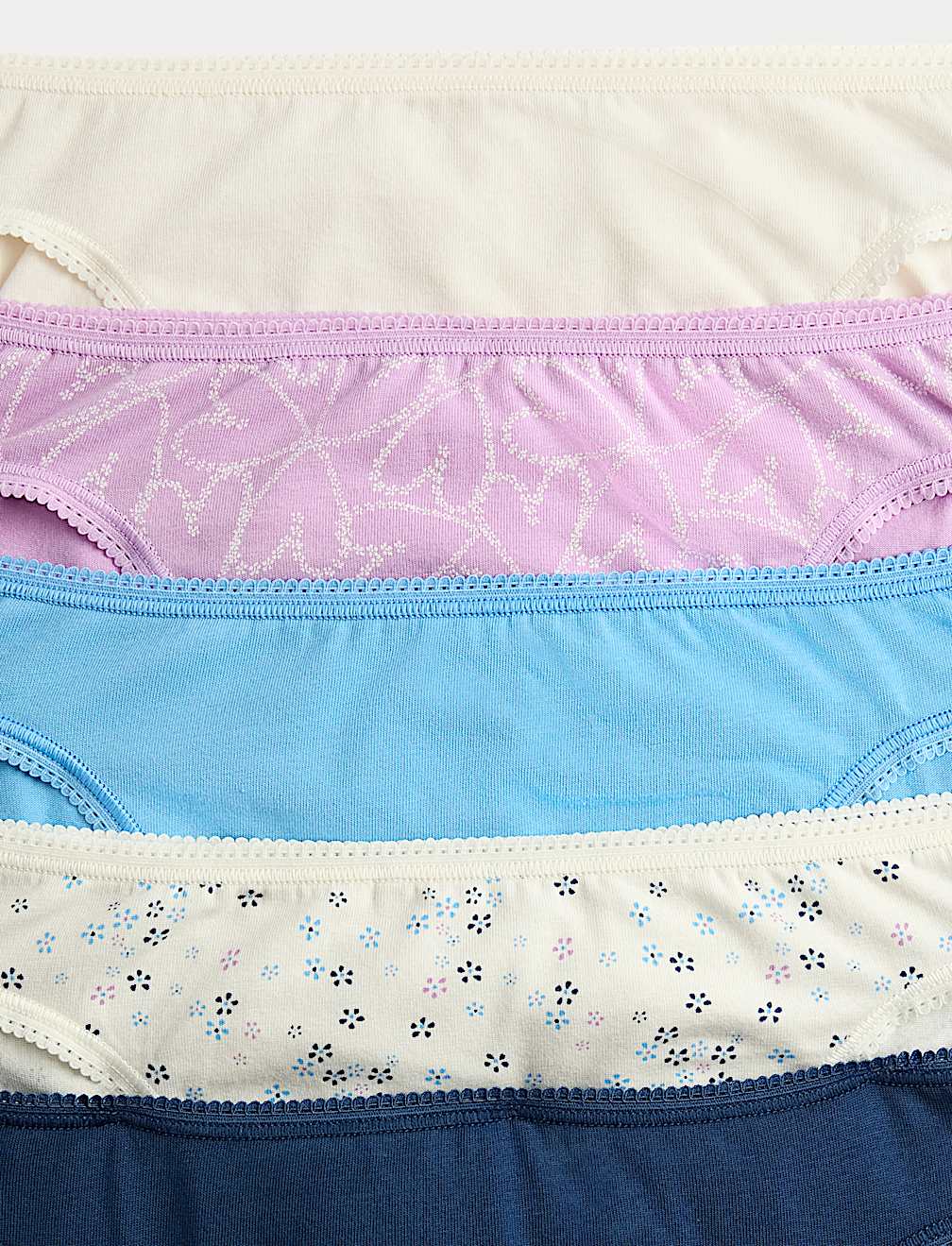 5pk Cotton Lycra&trade; High Leg Knickers