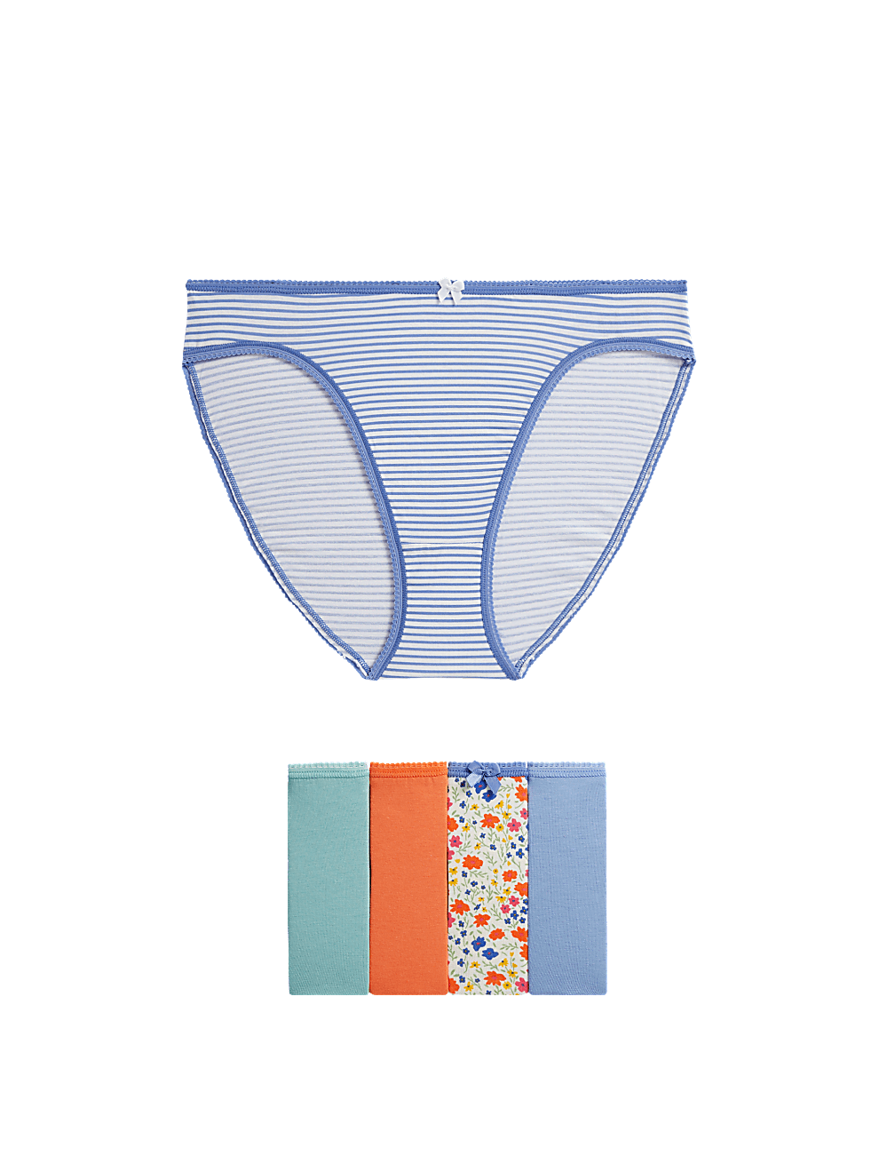 5pk Cotton Lycra™ High Leg Knickers