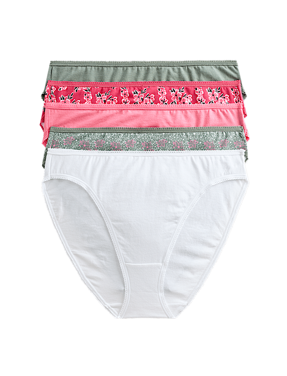 5pk Cotton Lycra&trade; High Leg Knickers