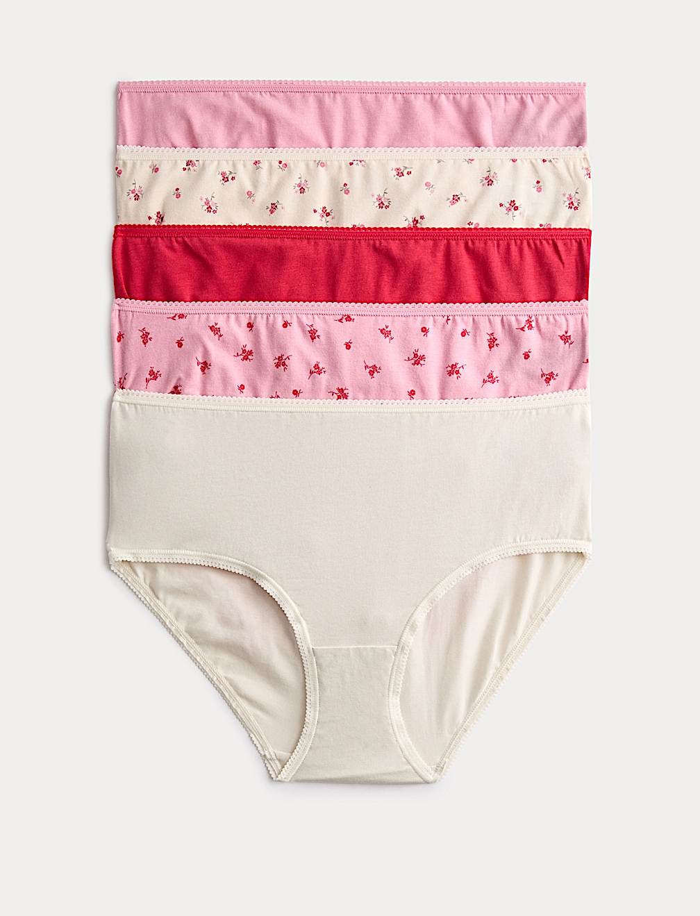 5pk Cotton Lycra&trade; High Rise Shorts