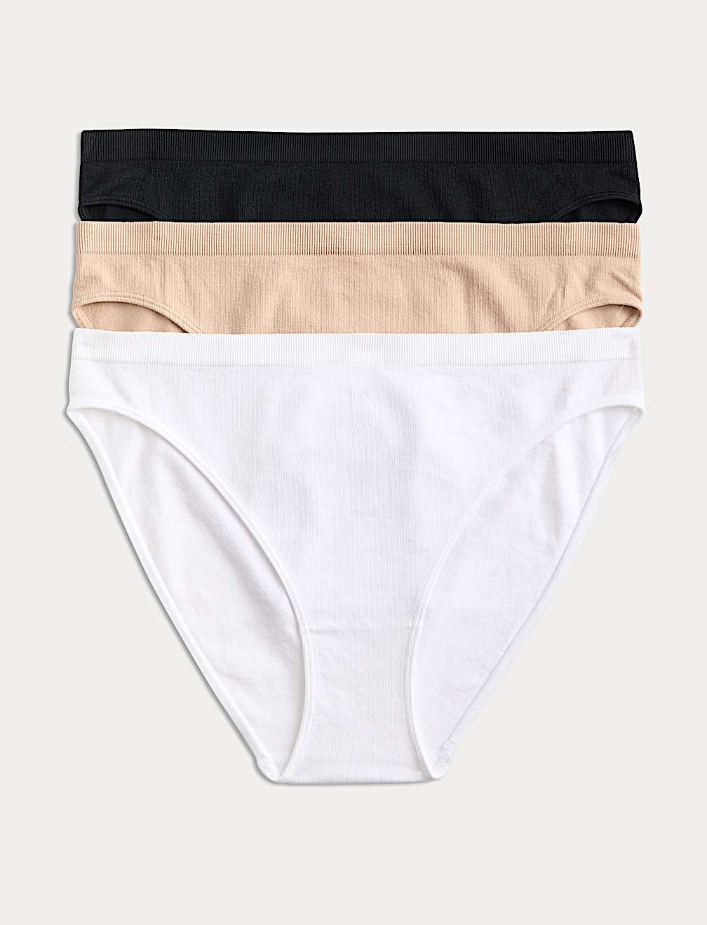 3 Pack Comfort Rib Seamless High Leg Knickers