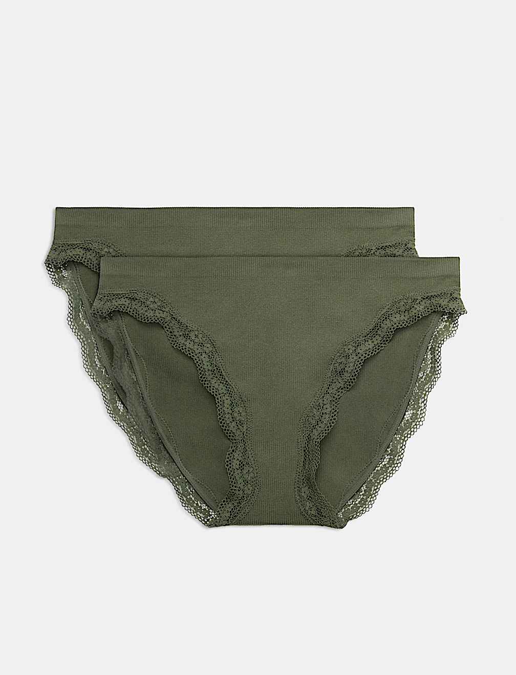 2 Pack Jasmine Lace Seamless High Leg Knickers
