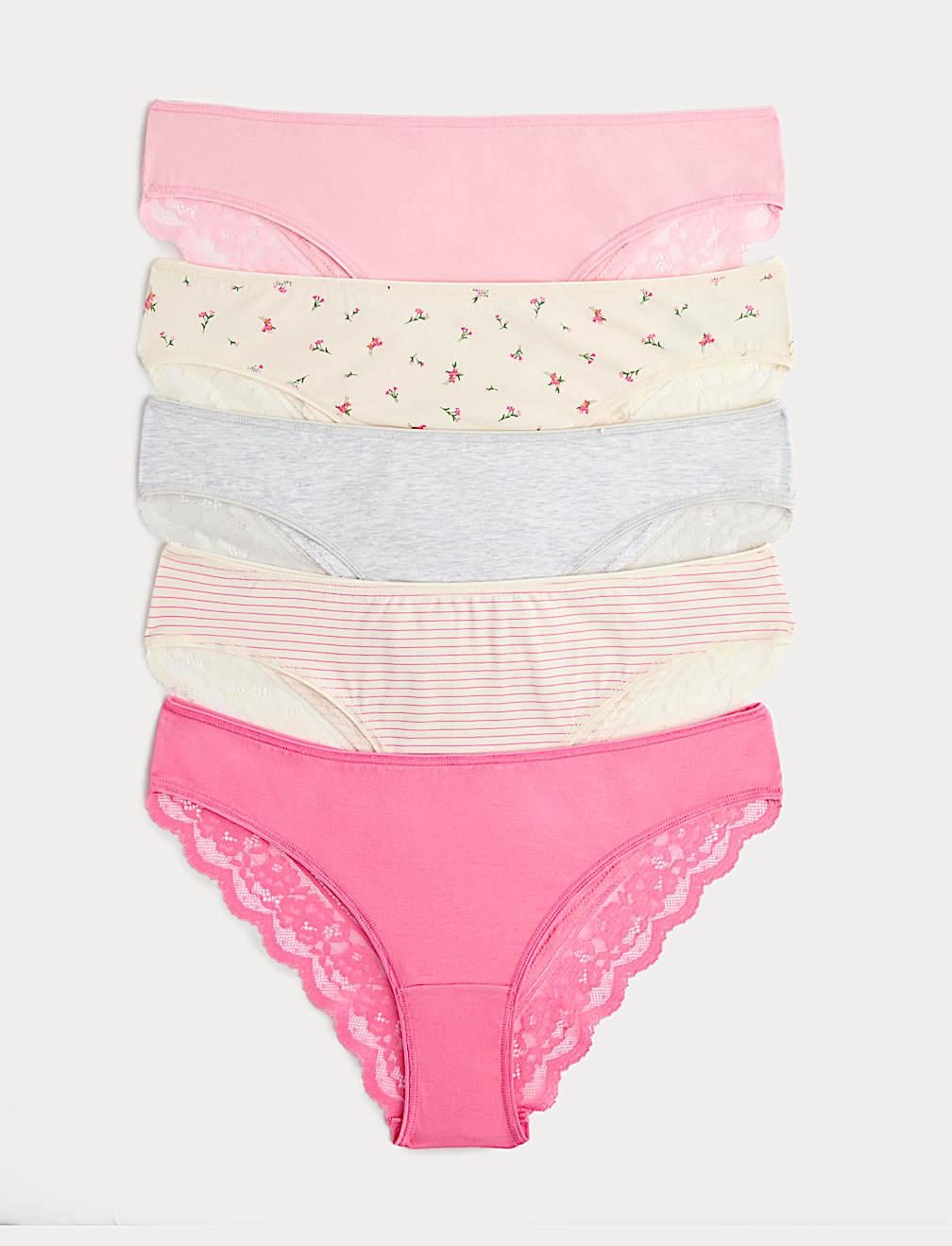 5pk Cotton Rich Printed Brazilian Knickers