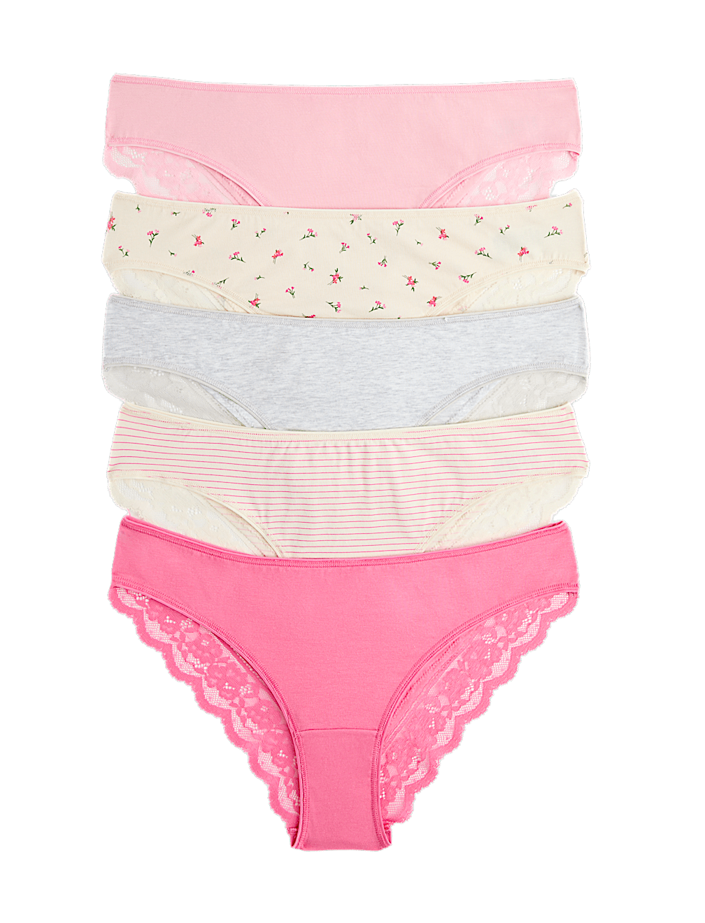 5pk Cotton Rich Printed Brazilian Knickers