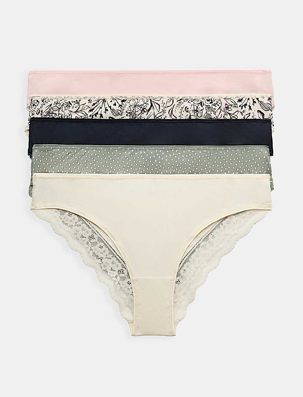 5pk Cotton Rich Printed Brazilian Knickers