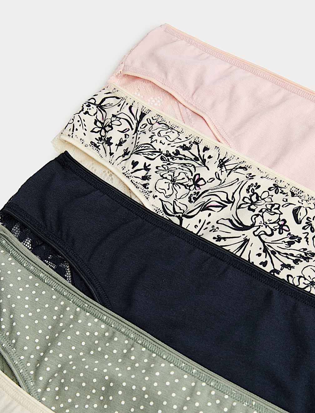 5pk Cotton Rich Printed Brazilian Knickers