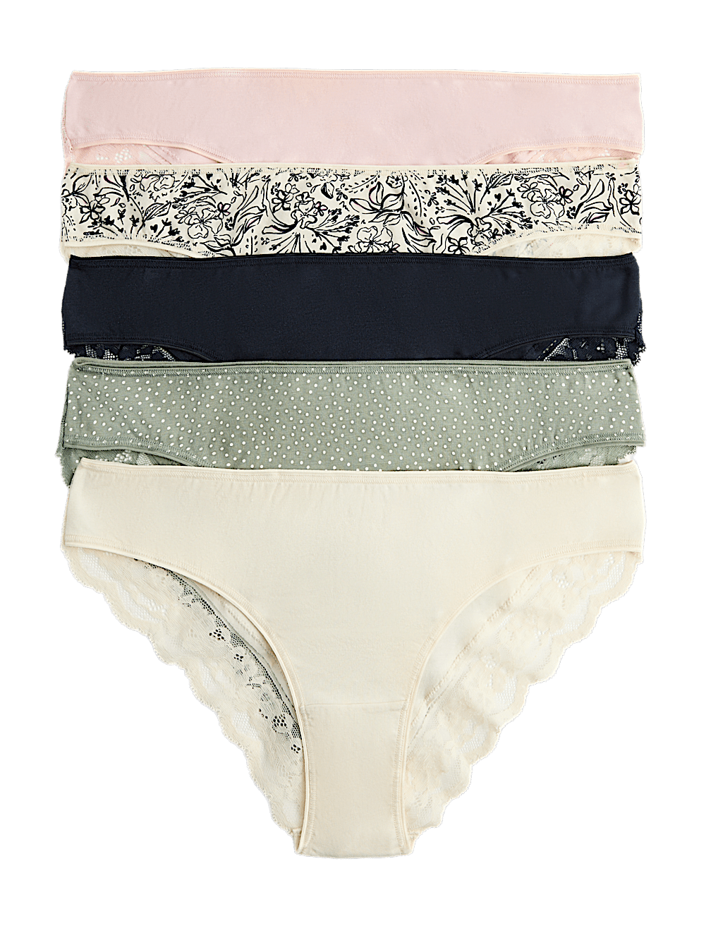 5pk Cotton Rich Printed Brazilian Knickers