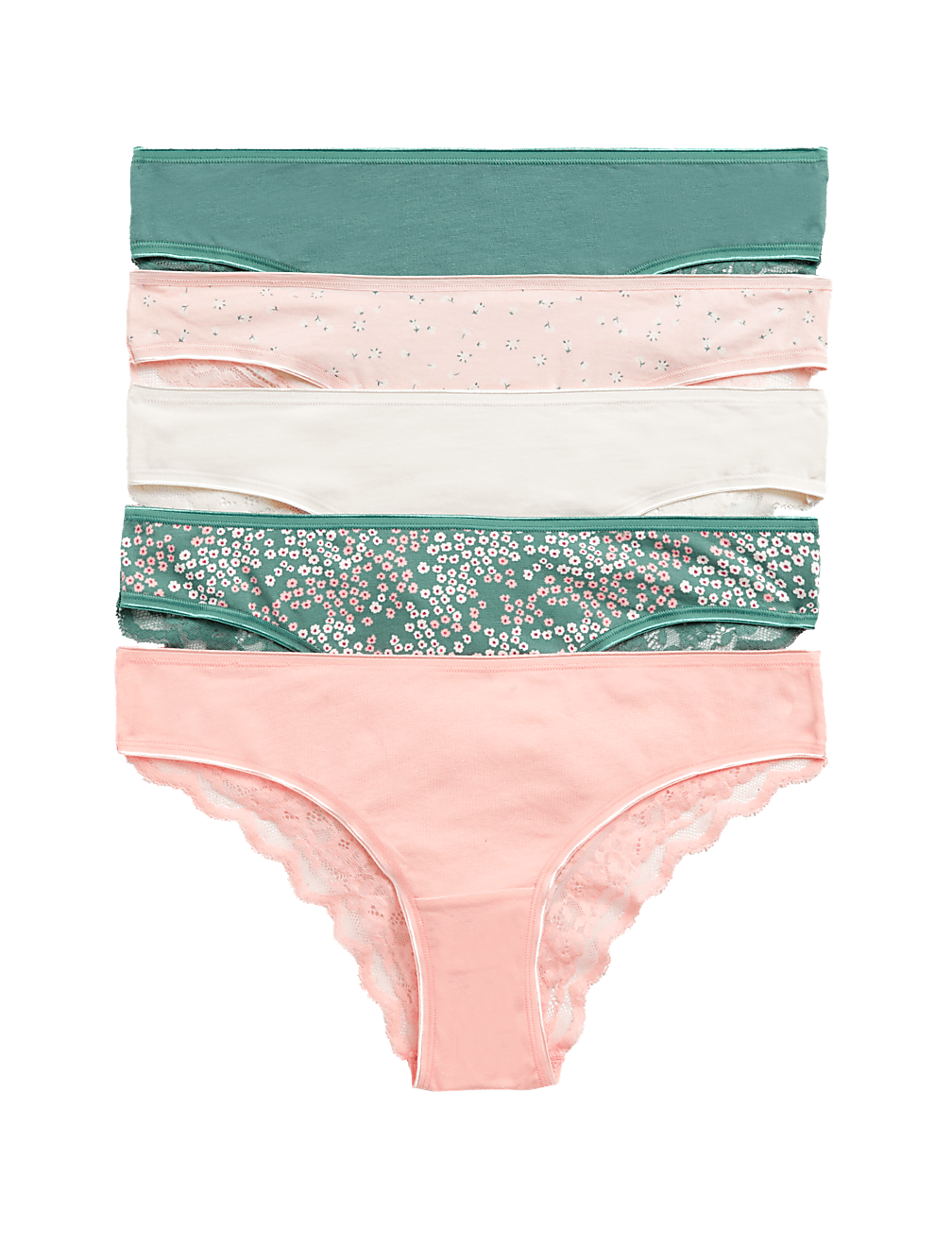 5pk Cotton Rich Printed Brazilian Knickers