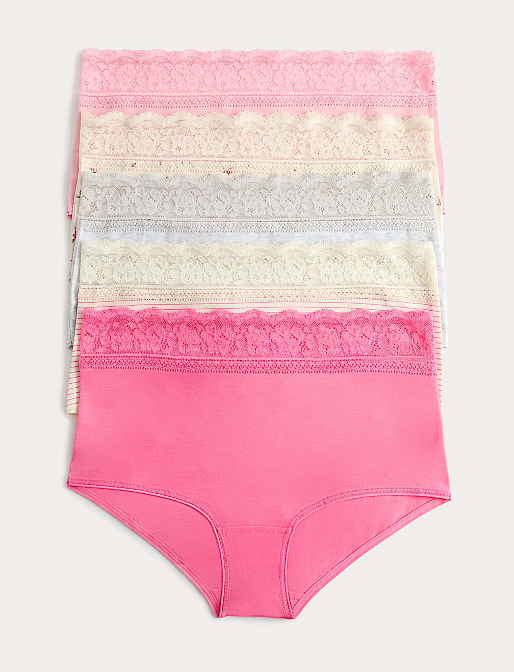 5pk Cotton Rich Printed High Rise Shorts