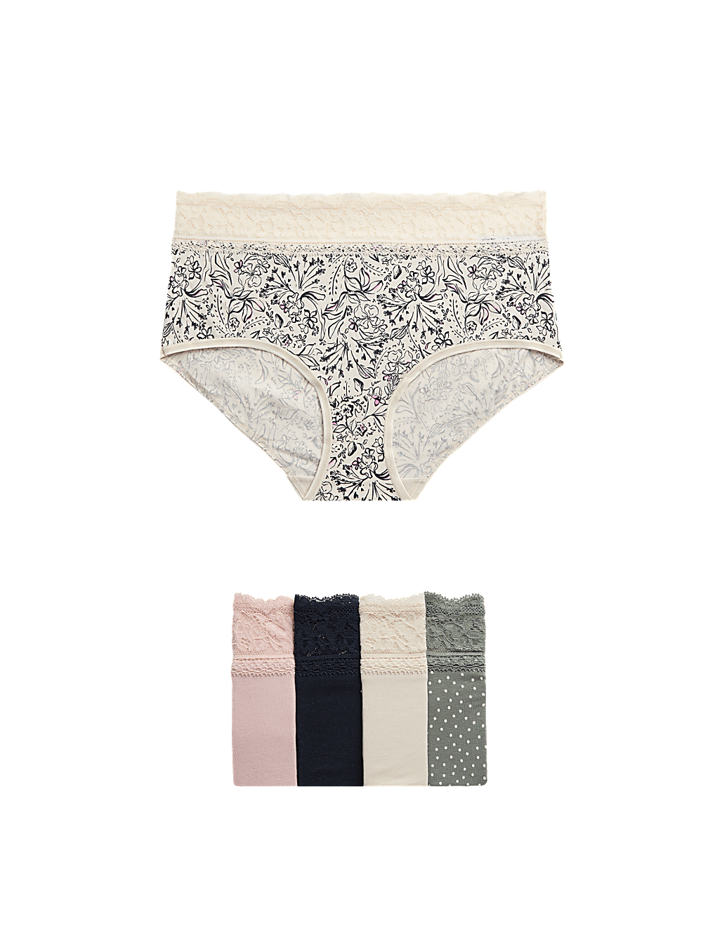 5pk Cotton Rich Printed High Rise Shorts
