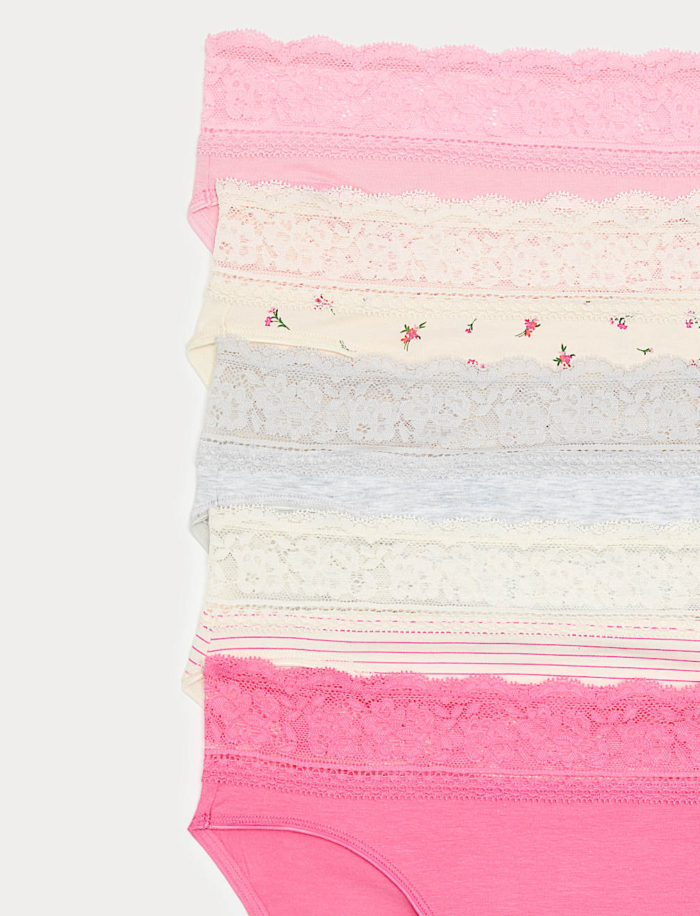 5pk Cotton Rich Printed High Leg Knickers