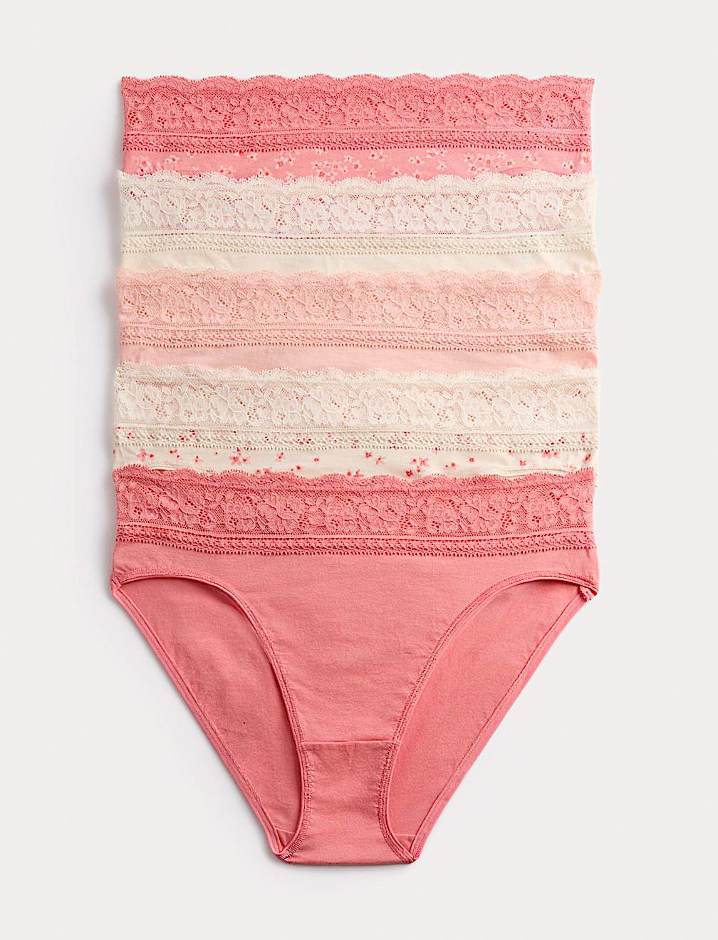 5pk Cotton Rich Printed High Leg Knickers