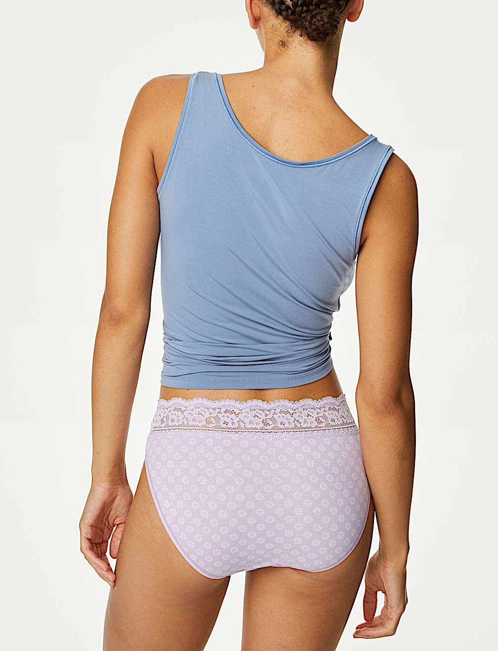 5pk Cotton Rich Printed High Leg Knickers