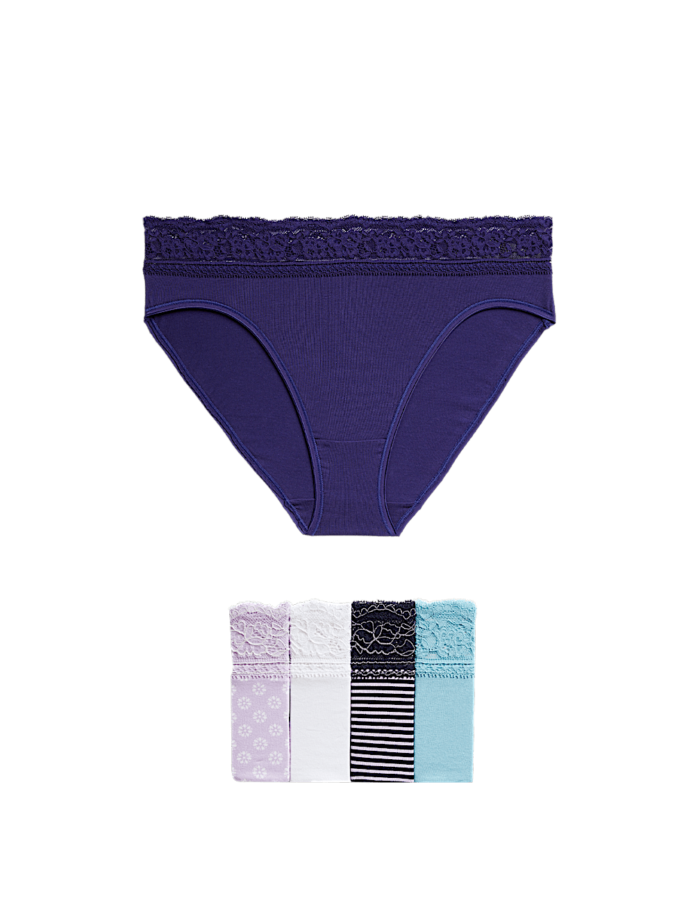 5pk Cotton Rich Printed High Leg Knickers