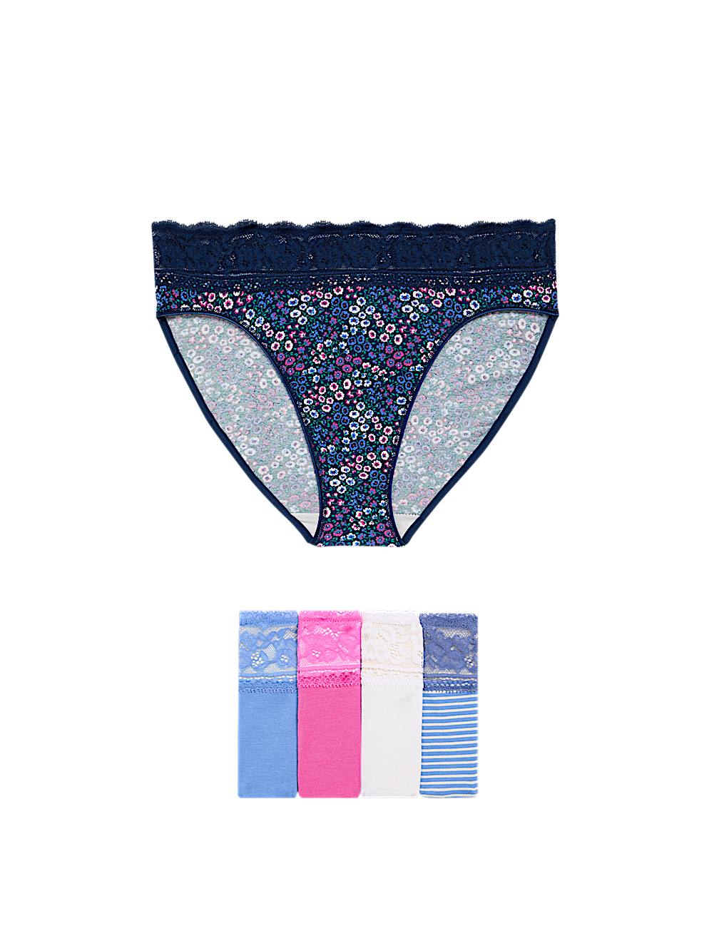 5pk Cotton Rich Printed High Leg Knickers