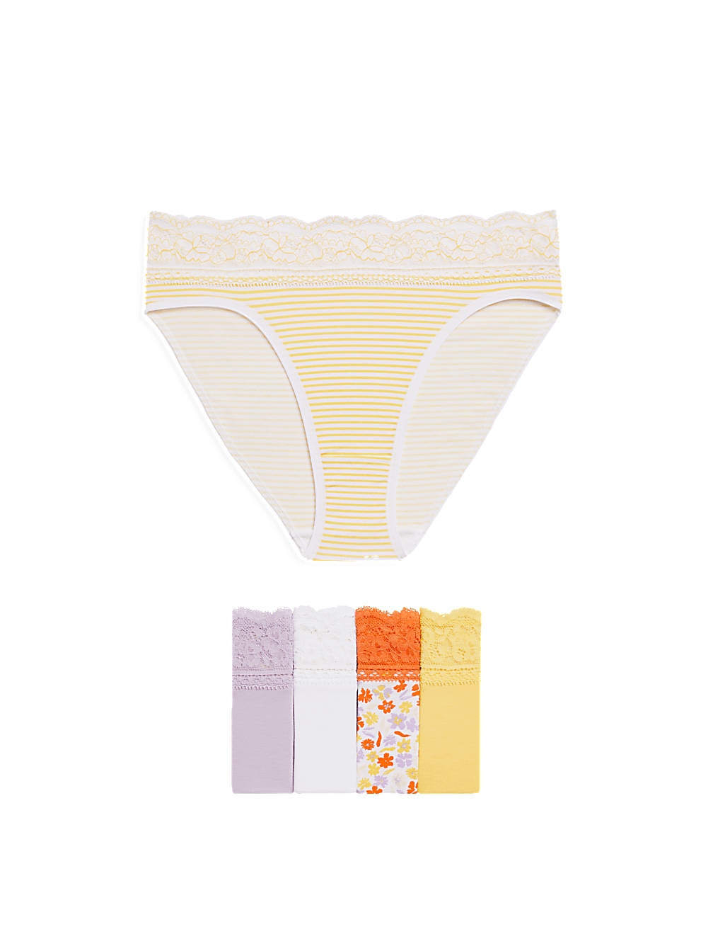5pk Cotton Rich Printed High Leg Knickers