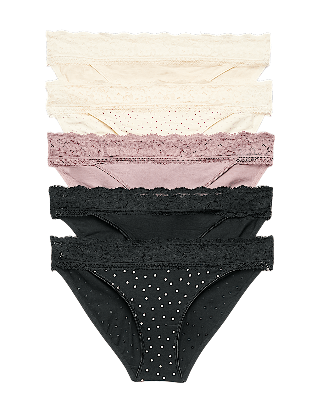 5pk Cotton Blend Printed Bikini Knickers