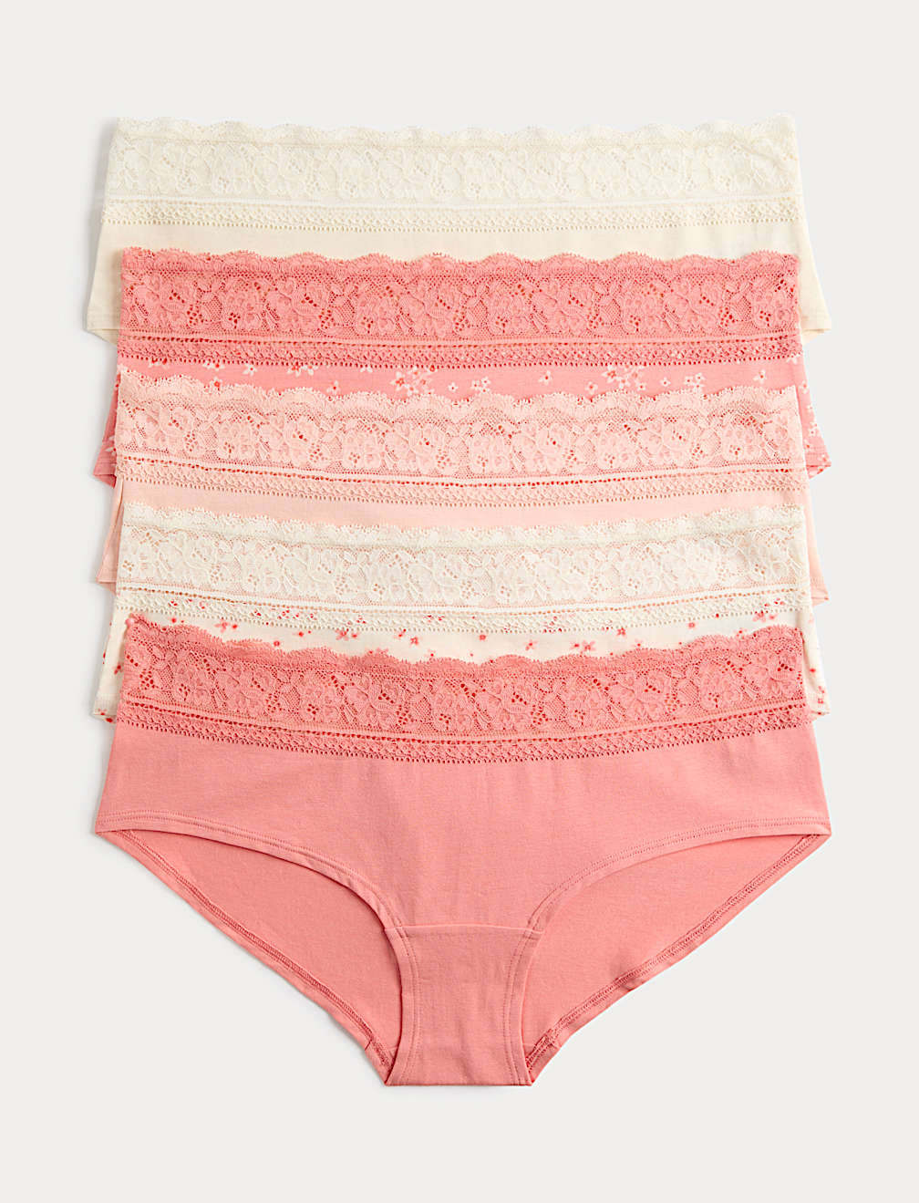 5pk Cotton Rich Printed Low Rise Shorts