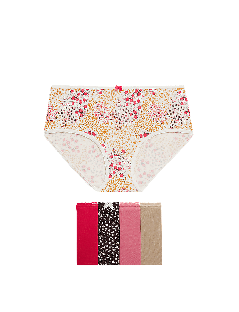 5pk Cotton Lycra™ Printed High Rise Shorts