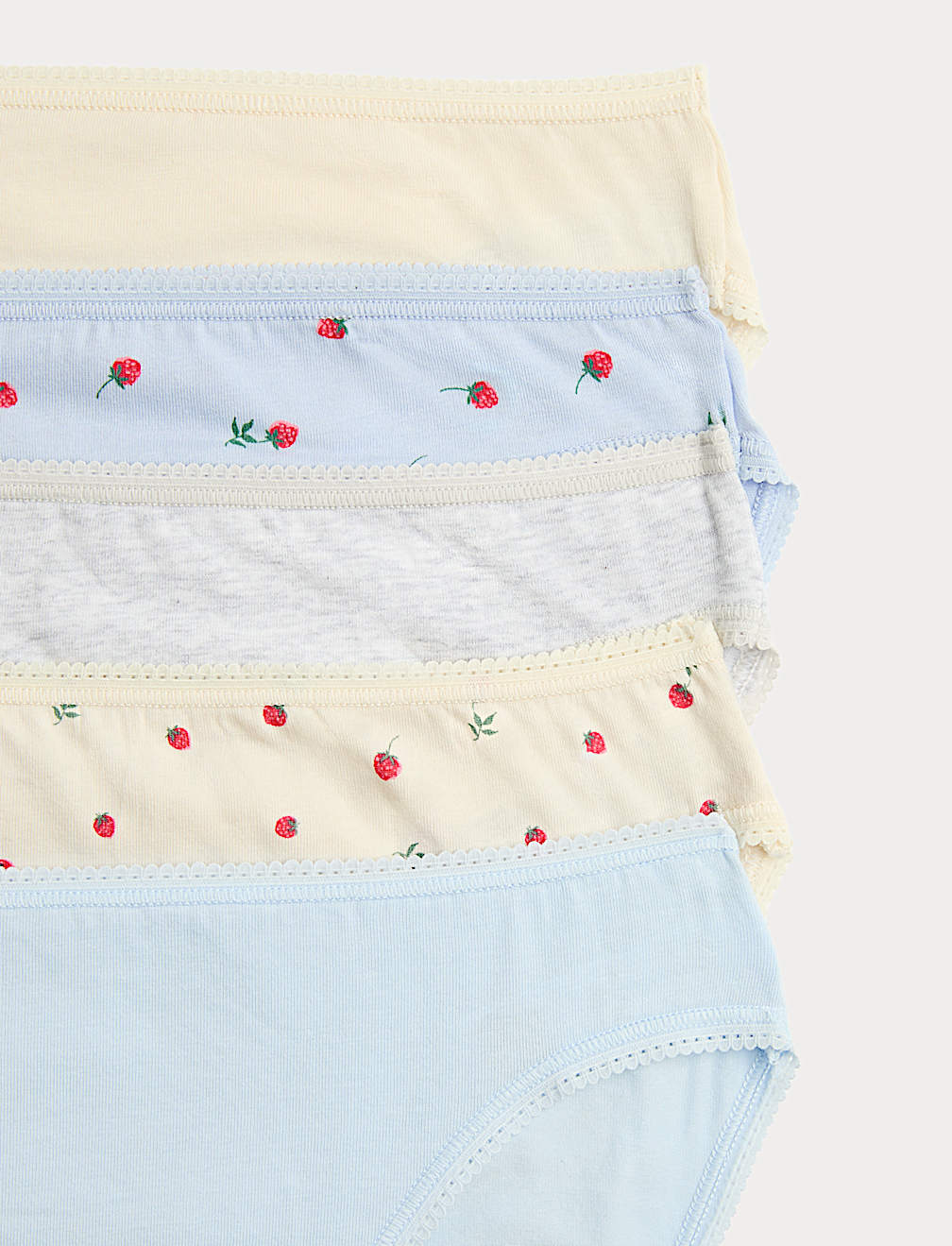 5pk Cotton Lycra&trade; High Leg Knickers