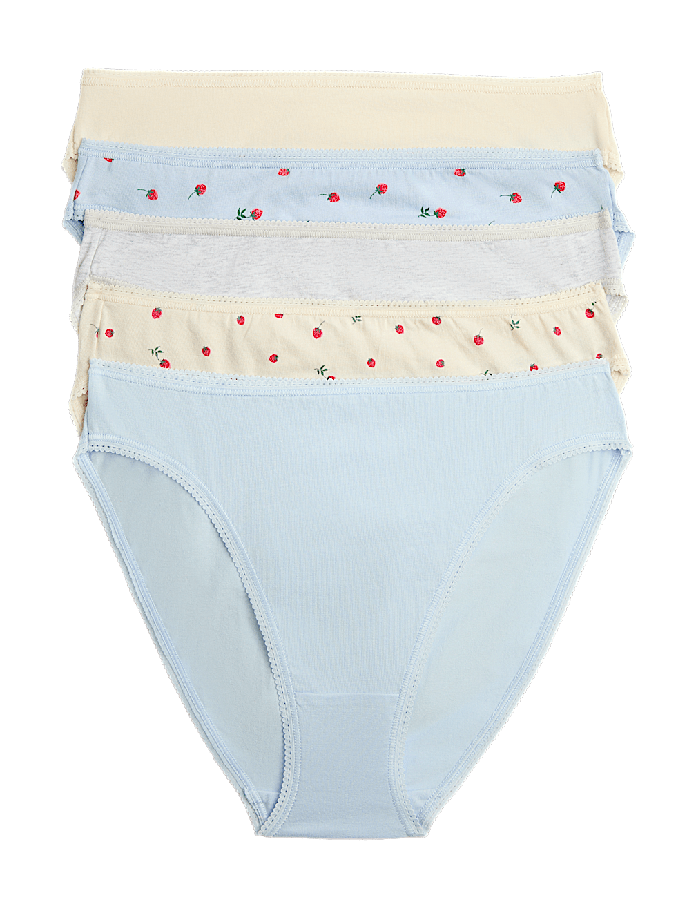 5pk Cotton Lycra&trade; High Leg Knickers