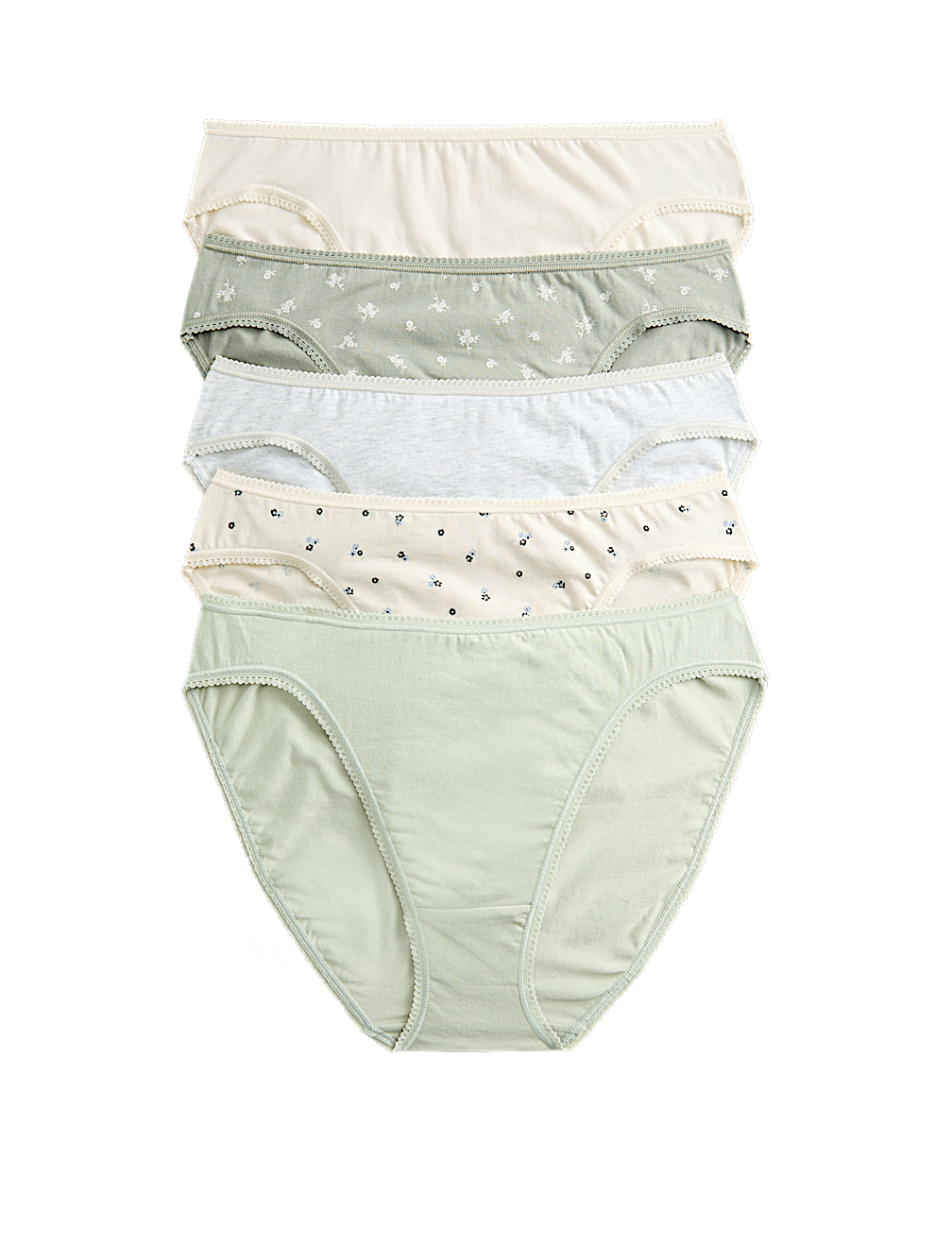 5pk Cotton Lycra™ High Leg Knickers