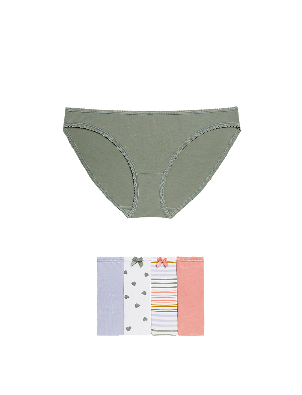 5pk Cotton Lycra™ Printed Bikini Knickers